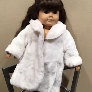 White Plush 18 inch Doll Coat